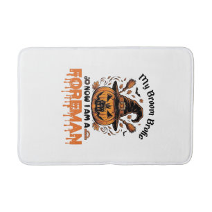 Broom Broke Now Am Foreman Halloween Pumpkin_1 Bath Mat