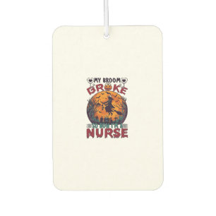 Broom Broke Nurse Halloween Witch Full Moon Bats_1 Car Air Freshener