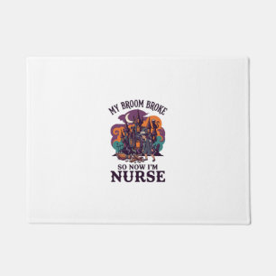 Broom Broke Nurse Halloween Witch Haunted House_1 Doormat