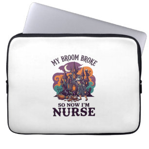 Broom Broke Nurse Halloween Witch Haunted House_1 Laptop Sleeve