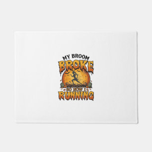 Broom Broke So Now Running Halloween Witch Moon_1 Doormat