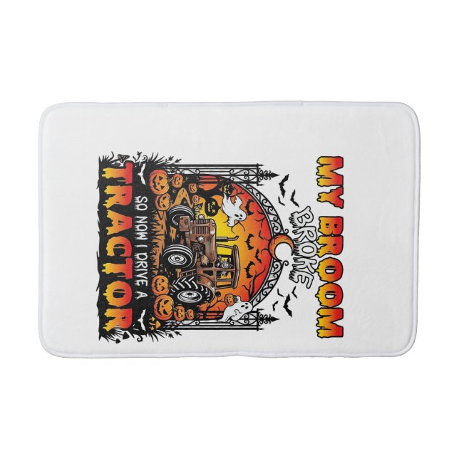 Broom Broke Tractor Halloween Witch Ghosts_1 Bath Mat (Front)