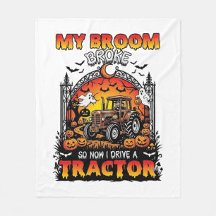 Broom Broke Tractor Halloween Witch Ghosts_1 Fleece Blanket