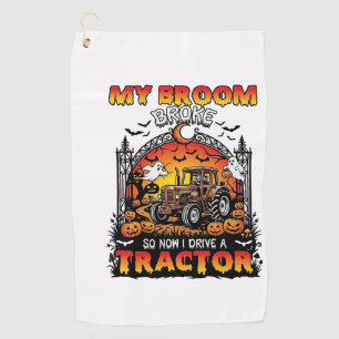 Broom Broke Tractor Halloween Witch Ghosts_1 Golf Towel
