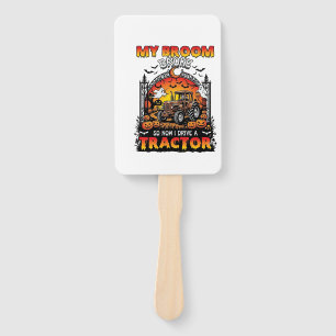 Broom Broke Tractor Halloween Witch Ghosts_1 Hand Fan