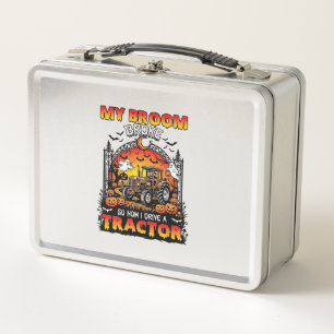 Broom Broke Tractor Halloween Witch Ghosts_1 Metal Lunch Box