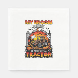 Broom Broke Tractor Halloween Witch Ghosts_1 Napkin