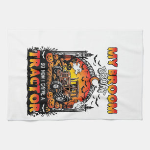 Broom Broke Tractor Halloween Witch Ghosts_1 Tea Towel