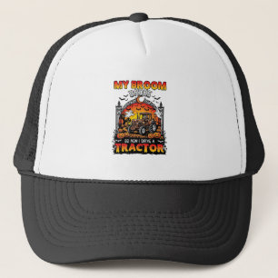 Broom Broke Tractor Halloween Witch Ghosts_1 Trucker Hat