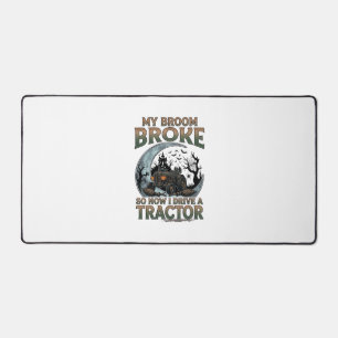 Broom Broke Tractor Pumpkin Haunted House Moon Desk Mat