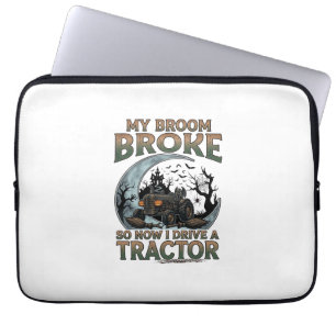 Broom Broke Tractor Pumpkin Haunted House Moon Laptop Sleeve