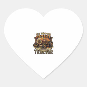 Broom Broke Tractor Pumpkin Moon Heart Sticker