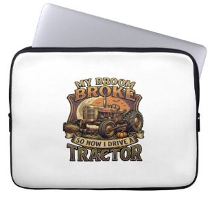Broom Broke Tractor Pumpkin Moon Laptop Sleeve