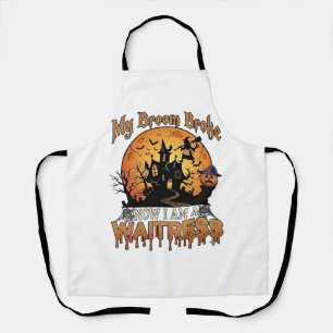 Broom Broke Waitress Halloween Witch Haunted House Apron