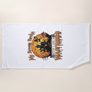 Broom Broke Waitress Halloween Witch Haunted House Beach Towel