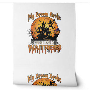 Broom Broke Waitress Halloween Witch Haunted House Wallpaper