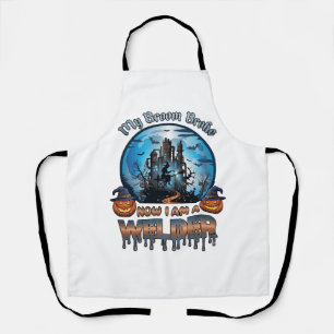 Broom Broke Welder Witch Factory Pumpkins Hallowee Apron