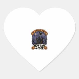 Broom Broke Witch Halloween Cook Pun_1 Heart Sticker