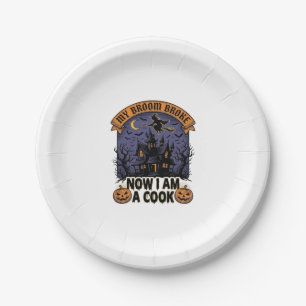 Broom Broke Witch Halloween Cook Pun_1 Paper Plate