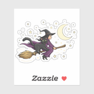 Broom Buddy – Witch and Cat Flying Sticker