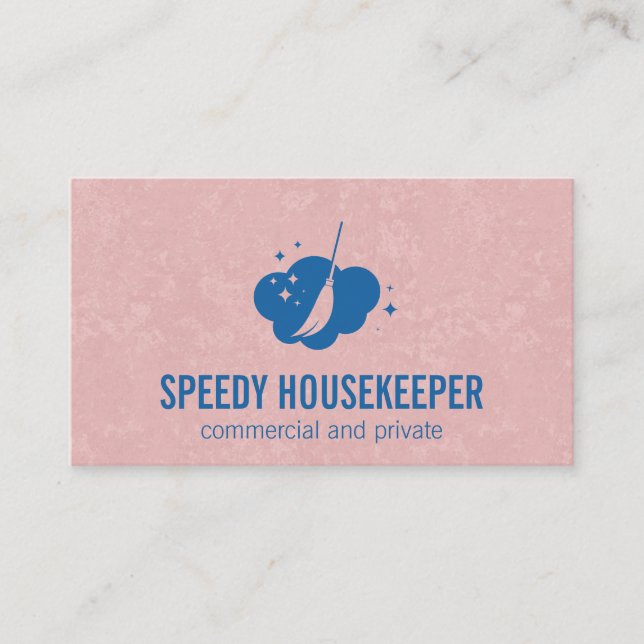 Broom Cleaning Logo Business Card (Front)