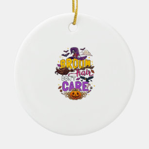 Broom Hair Dont Care Halloween Witch Hat Pumpkin C Ceramic Tree Decoration