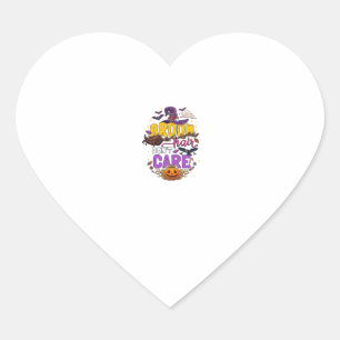Broom Hair Dont Care Halloween Witch Hat Pumpkin C Heart Sticker