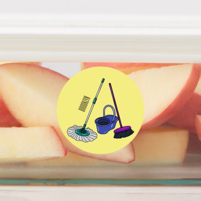 Broom & mop cartoon illustration (Affixed)