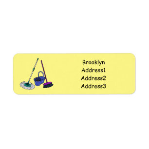 Broom & mop cartoon illustration