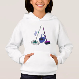 Broom & mop cartoon illustration