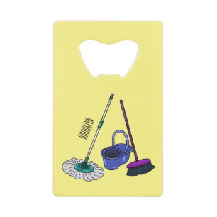 Broom & mop cartoon illustration