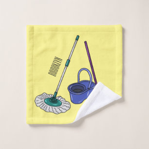 Broom & mop cartoon illustration bath towel set