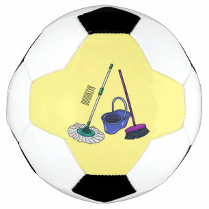 Broom & mop cartoon illustration football