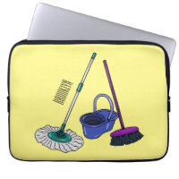 Broom & mop cartoon illustration