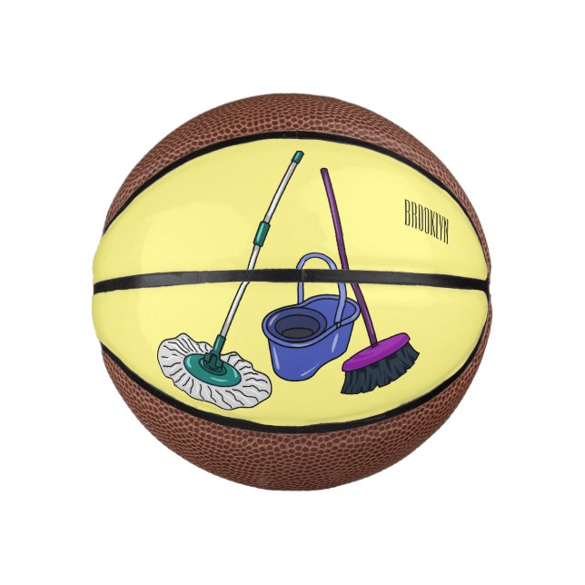 Broom & mop cartoon illustration mini basketball (Front)