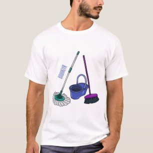 Broom & mop cartoon illustration T-Shirt