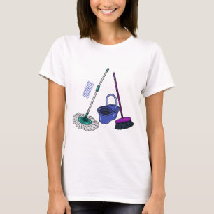 Broom & mop cartoon illustration T-Shirt
