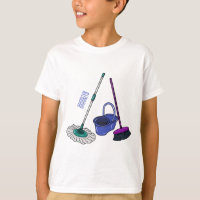 Broom & mop cartoon illustration