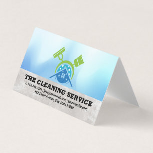 Broom Mop Cleaning Supplies Home Logo Business Card
