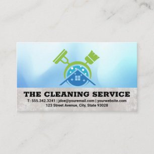 Broom Mop Cleaning Supplies Home Logo Business Card