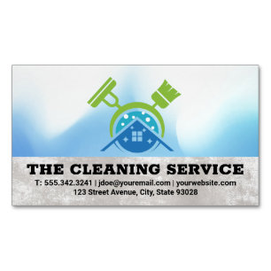 Broom Mop Cleaning Supplies Home Logo Magnetic Business Card