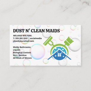 Broom Mop Logo   Bubbles Business Card