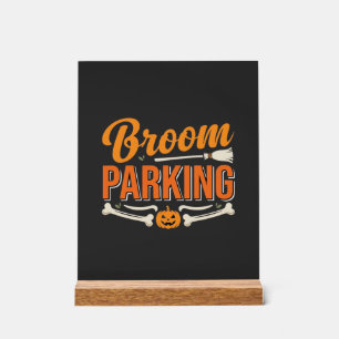 Broom Parking Halloween Vector Design_1 Acrylic Sign