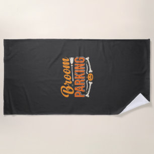 Broom Parking Halloween Vector Design_1 Beach Towel