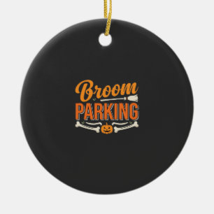 Broom Parking Halloween Vector Design_1 Ceramic Tree Decoration