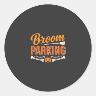 Broom Parking Halloween Vector Design_1 Classic Round Sticker