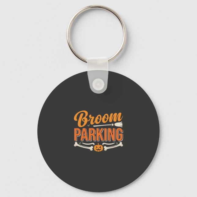 Broom Parking Halloween Vector Design_1 Key Ring (Front)