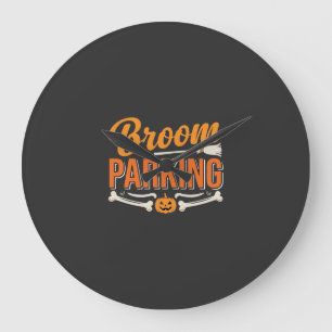 Broom Parking Halloween Vector Design_1 Large Clock
