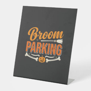 Broom Parking Halloween Vector Design_1 Pedestal Sign