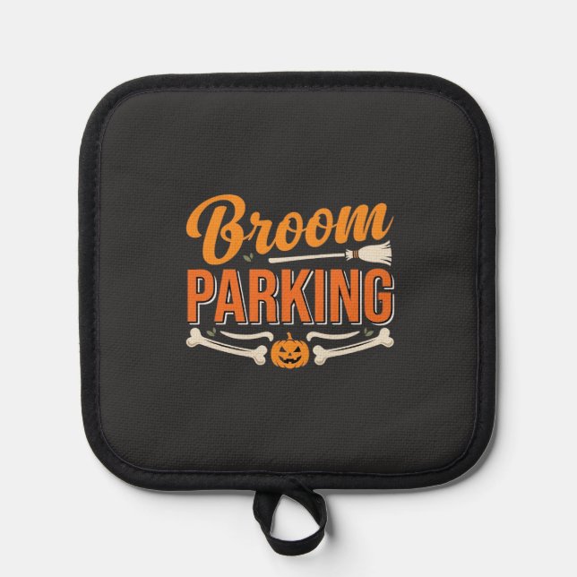 Broom Parking Halloween Vector Design_1 Pot Holder (Front)